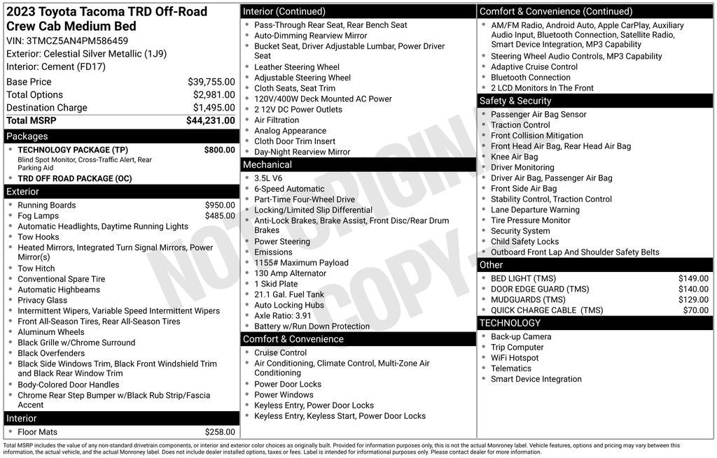 2023 Toyota TACOMA TRD OFFRD TRD Off-Road V6