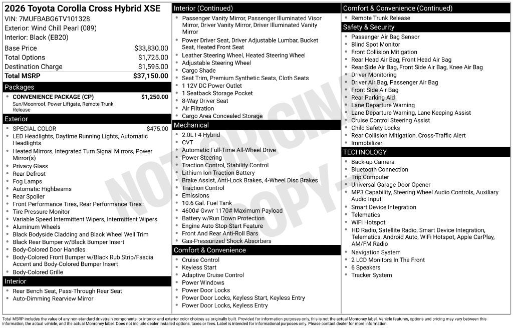 2026 Toyota Corolla Cross Hybrid Hybrid XSE