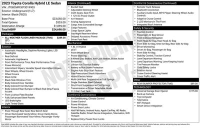 2023 Toyota COROLLA HYBRID LE