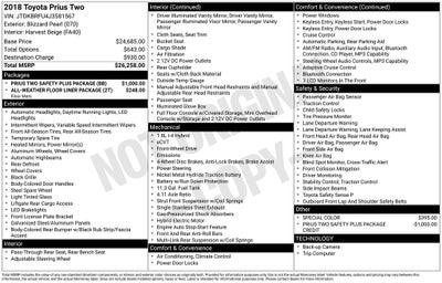 2018 Toyota PRIUS Two