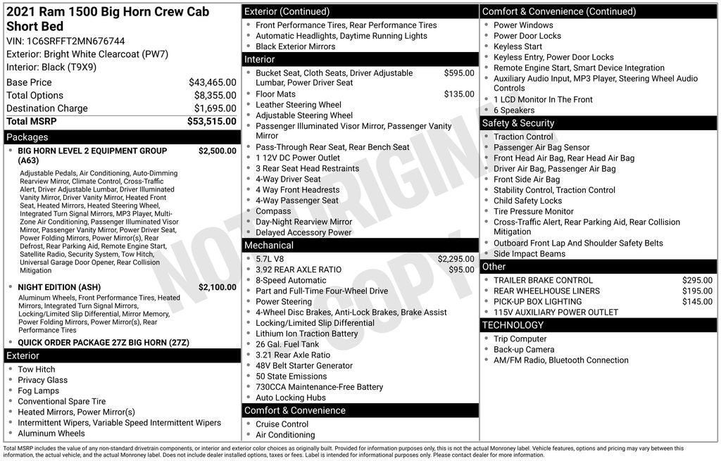 2021 RAM 1500 Big Horn/Lone Star
