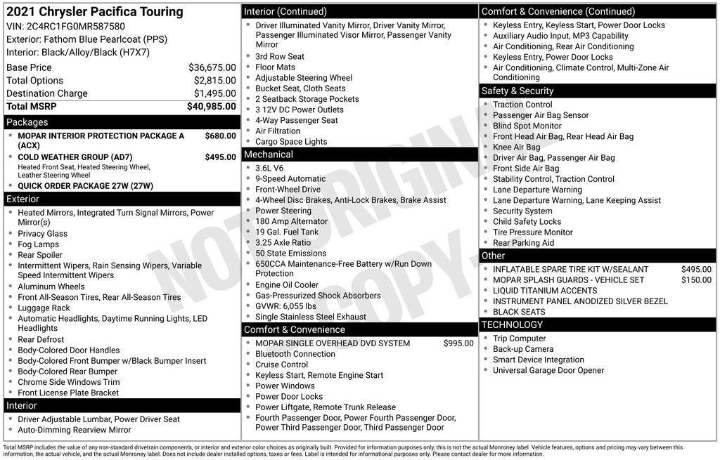 2021 Chrysler Pacifica Touring