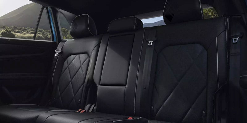 Rear passenger seats with quilted leather upholstery in 2026 Volkswagen Atlas Cross Sport.